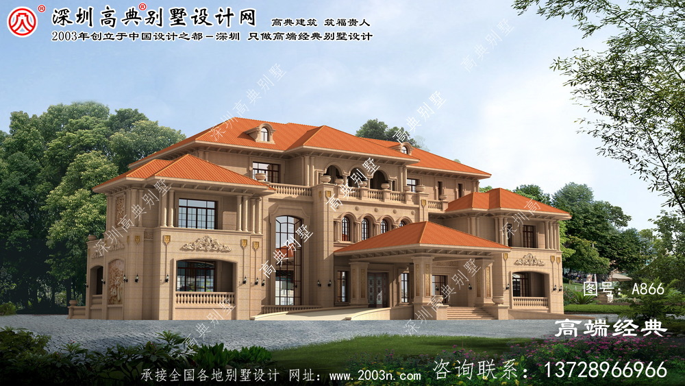 诏安县欧式风格三层石材大别墅设计图纸