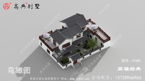 上虞市农村两层自建住宅四合院户型图，白墙灰瓦