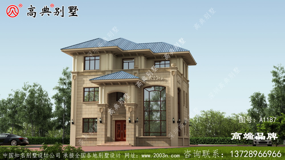 简欧三层户型完全可以满足家里人多的需求。