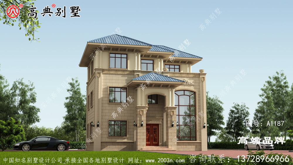 简欧三层户型完全可以满足家里人多的需求。