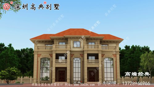 经典欧式别墅，朴素典雅，主体造价50万。